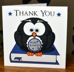 Personalised Blue Owl Teacher / Teaching Assistant Thank You Greeting Card